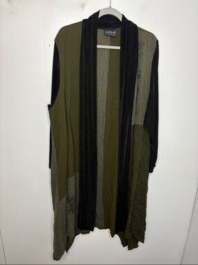 Ahni Cardigan Womens 3 Extra Large Artsy Boho Grunge Embroidered Mixed Media